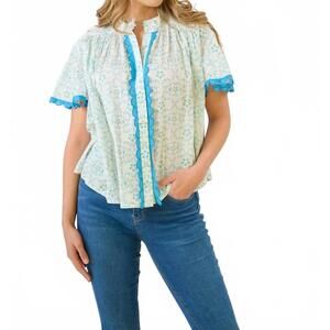 NEW BROOKS AVENUE parham blouse in periwinkle
